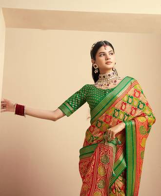 green georgette rangkaat banarasi saree 2