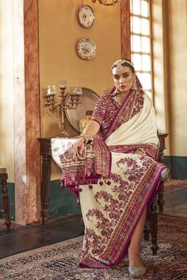 poly viscose art silk paisley print banarasi saree 2