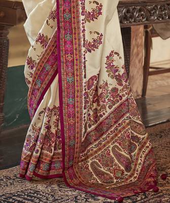 poly viscose art silk paisley print banarasi saree 4