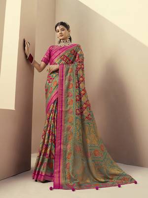 Teal georgette rangkaat banarasi saree 1
