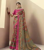 Teal georgette rangkaat banarasi saree