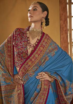 poly viscose art silk paisley print banarasi saree 2