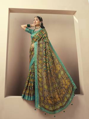 teal green georgette rangkaat banarasi saree 1