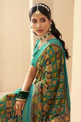 teal green georgette rangkaat banarasi saree 2