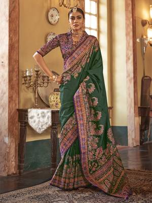 poly viscose art silk paisley print banarasi saree 1