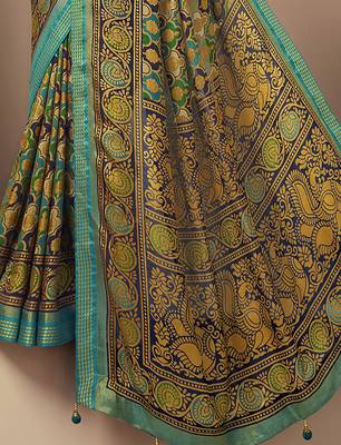 teal green georgette rangkaat banarasi saree 4