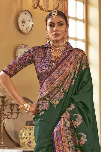 poly viscose art silk paisley print banarasi saree