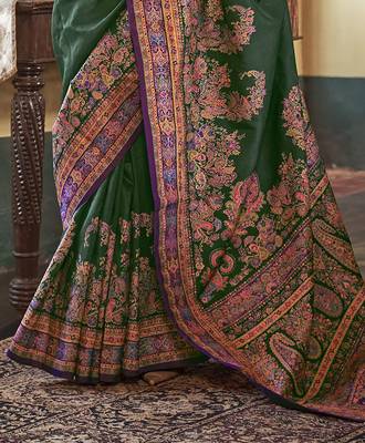 poly viscose art silk paisley print banarasi saree 4