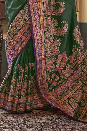 poly viscose art silk paisley print banarasi saree