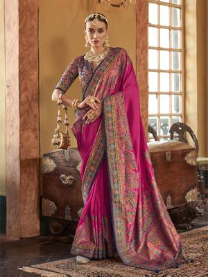 poly viscose art silk paisley print banarasi saree 1