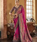 poly viscose art silk paisley print banarasi saree