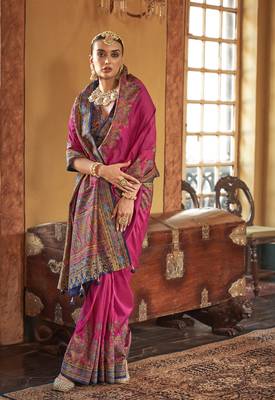 poly viscose art silk paisley print banarasi saree 2