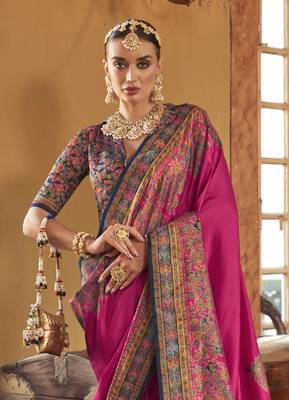 poly viscose art silk paisley print banarasi saree 3