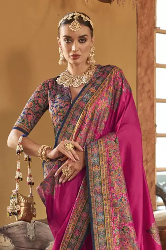 poly viscose art silk paisley print banarasi saree