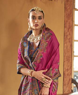 poly viscose art silk paisley print banarasi saree 4