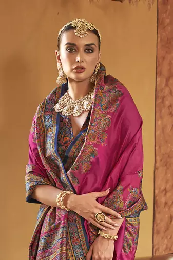 poly viscose art silk paisley print banarasi saree