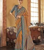 poly viscose art silk paisley print banarasi saree