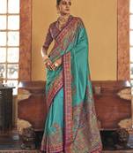 poly viscose art silk paisley print banarasi saree