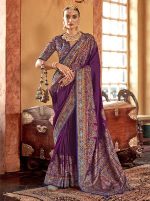poly viscose art silk paisley print banarasi saree 1