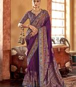 poly viscose art silk paisley print banarasi saree