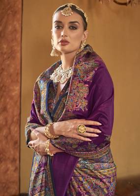 poly viscose art silk paisley print banarasi saree 2