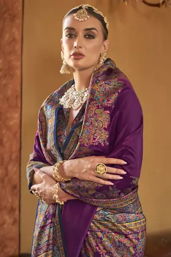 poly viscose art silk paisley print banarasi saree