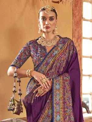 poly viscose art silk paisley print banarasi saree 3