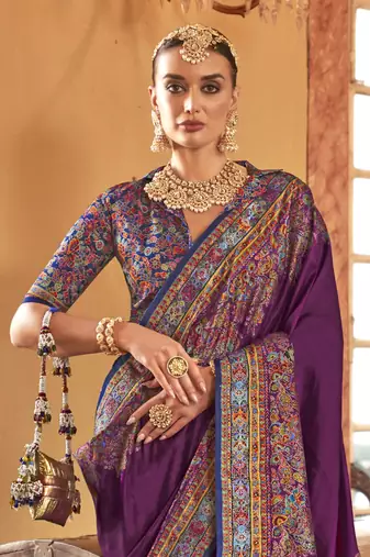 poly viscose art silk paisley print banarasi saree
