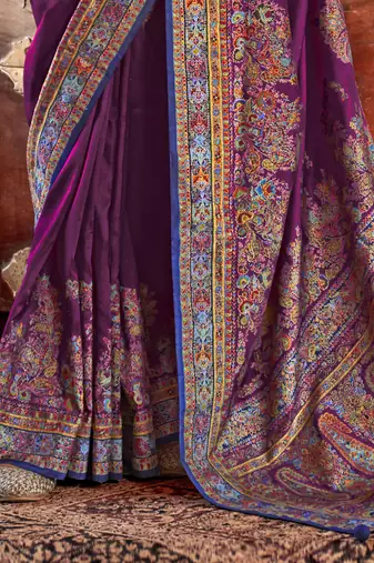 poly viscose art silk paisley print banarasi saree