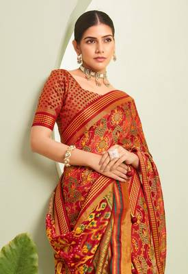 red poly viscose georgette banarasi saree 2