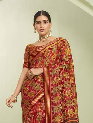 red poly viscose georgette banarasi saree 3