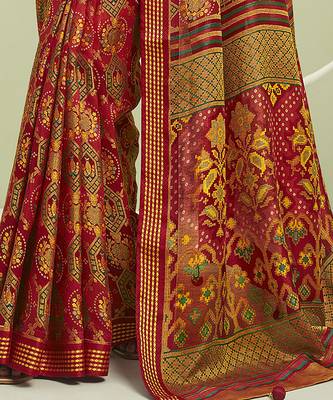 red poly viscose georgette banarasi saree 4
