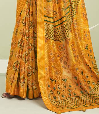 yellow poly viscose georgette banarasi saree 4