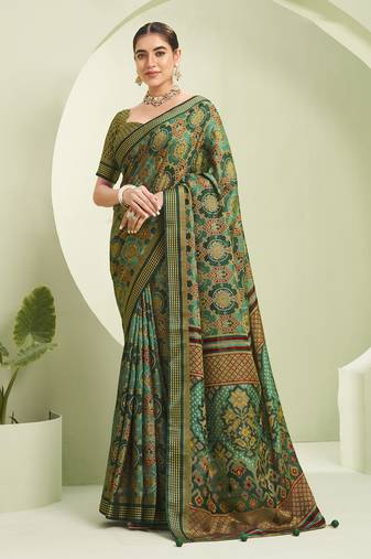 green poly viscose georgette banarasi saree