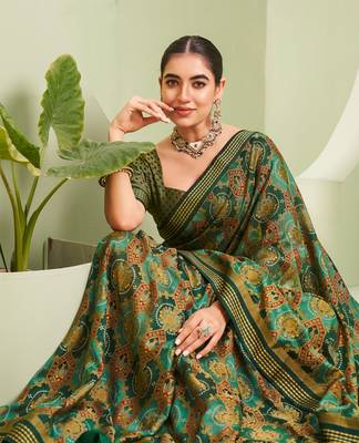 green poly viscose georgette banarasi saree 3