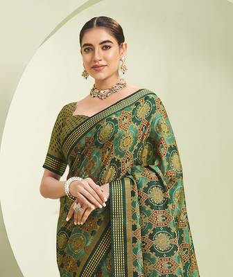 green poly viscose georgette banarasi saree 4