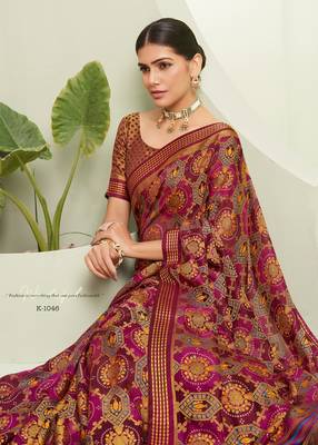 magenta poly viscose georgette banarasi saree 2