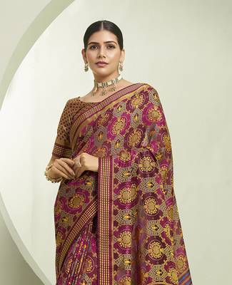 magenta poly viscose georgette banarasi saree 3