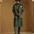 Green chanderi kurta set with tissue nehru jacket set