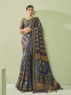 blue poly viscose georgette banarasi saree 1