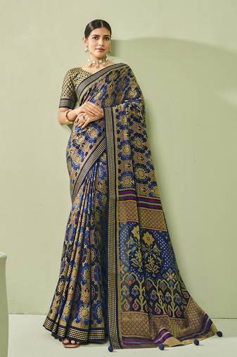 blue poly viscose georgette banarasi saree