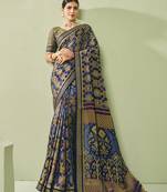 blue poly viscose georgette banarasi saree