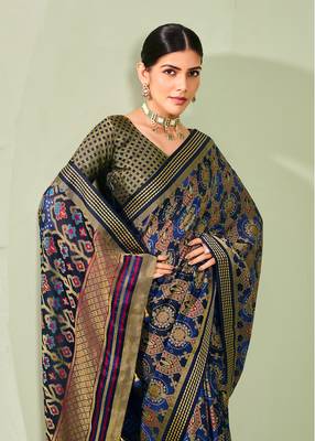 blue poly viscose georgette banarasi saree 2