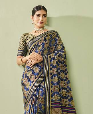 blue poly viscose georgette banarasi saree 3