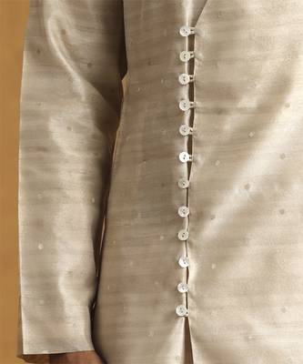 gold tussar silk kurta with embroidered design 5