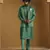 Emerald green chanderi kurta set with tissue nehru jacket set