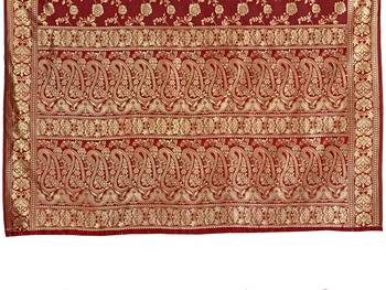Maroon woven art silk saree with blouse 5