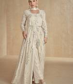 Off white georgette embroidered anarkali suit