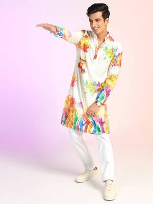 Men colorful splash holi kurta 1