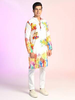 Men colorful splash holi kurta 2